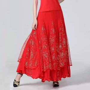 Falda larga acampanada de baile moderno de malla, traje de actuación de <span class=keywords><strong>danza</strong></span> del vientre de <span class=keywords><strong>Tango</strong></span> - Product Image 6