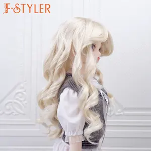 FSTYLER synthétique Mohair longues boucles soyeuses Mini Bjd 18 pouces personnalisé vente en gros en vrac accessoires de poupée pour BJD poupée perruque de cheveux