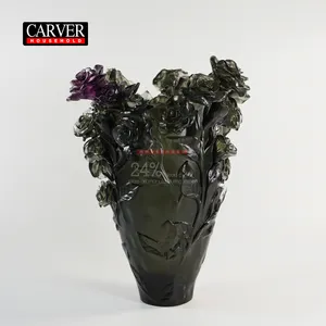 Roses Vase in grey Lost wax crystal rose vase luxury wedding decoration vase
