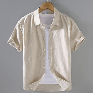 Camicia da <span class=keywords><strong>uomo</strong></span> <span class=keywords><strong>estiva</strong></span> all'ingrosso a maniche corte camicia Casual da <span class=keywords><strong>uomo</strong></span> in cotone a mezza manica sottile Cardigan Top Jacket - Product Image 2