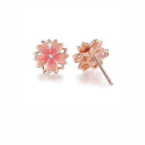 Peach Blossom <b>Stud</b> <b>Earrings</b> for Women Cubic Zirconia <b>Earring</b> Rotating 925 Sterling Silver Needle Spinning Flower <b>Stud</b> <b>Earrings</b> - Product Image 3