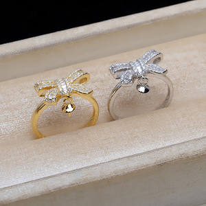 Anillo Abierto Ajustable de Plata S925 con Forma de Lazo de Mariposa, para Perlas de 8-10 mm, Accesorio, Soporte Vacío JG5177 - Fornituras y Componentes de Joyería - Product Image 1