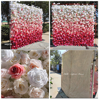 DKB Factory ODM Gradient Pink 5D Rose Morgen Blume Wand Hintergrund 8ft X 8ft Roll up Soft Wedding Stage Hintergrund