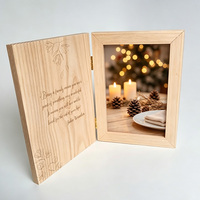 Cornice Portafoto in Legno Stile Libro con Cerniera e Pannello Inciso per Messaggi, Ideale per Matrimoni, Anniversari, Regali per la Famiglia e Decorazioni