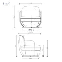 Fauteuil pivotant BLOOM |   Fauteuil d'appoint rond en bouclette avec base dorée |   EKAR FURNITURE