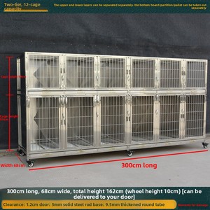 Gabbia per Animali Domestici in Acciaio Inossidabile a Doppio/Triplo Strato Rettangolare Multilivello per Ospedali Veterinari e Negozi di Animali - Product Image 6