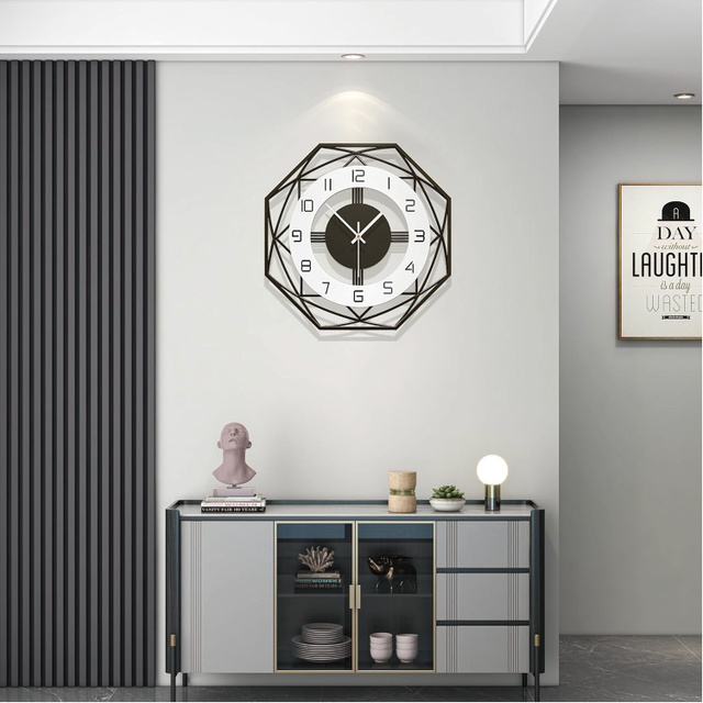 Modern Large Quartz Wall Clock for Home Decor Silent Non-Ticking MDF Needle Display Rustic Single Face Design for Living Room