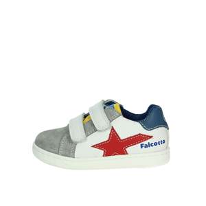 Baskets pour enfants Falcotto, blanches et grises, à fermeture Velcro, chaussures en toile tendance - Product Image 1