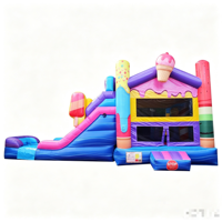 Parcours d'obstacles gonflable pour courses, avec thème 'Frozen' et 'Snack Water', château gonflable extérieur décoratif, petite machine distributrice et jeu de carnaval