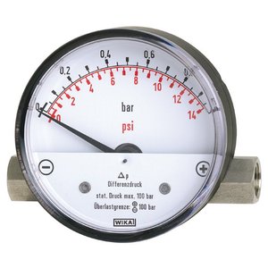 Manomètre différentiel Wika 0 à 14 Psi 0 à 1 Bar pour usage industriel - Product Image 1