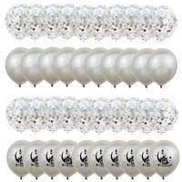 Kit de 40 ballons en latex métalliques noirs, blancs et argentés de 12 pouces pour mariage, Halloween, remise de diplôme, Noël, Nouvel An