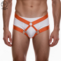 JINZHU Harnais de sous-vêtements découpé multicolore pour hommes adultes, sexy, érotique, exotique, costume intime, contrôle moyen standard