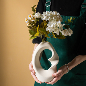 Vases en céramique avec herbe de la pampa séchée naturelle, style campagne française, pour décoration moderne de la maison, bouquet, base antidérapante, pour mariage - Product Image 4