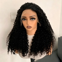 Perruque Lace Front 13x4 noire, cheveux humains bouclés Pixie, pré-épilée, ligne de cheveux naturelle, sans colle, pour femmes noires