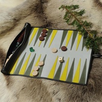 Kleine Mindestbestellmenge Maßgefertigte PU-Leder Logo Reise-Roll-Up-Backgammon-Spiele
