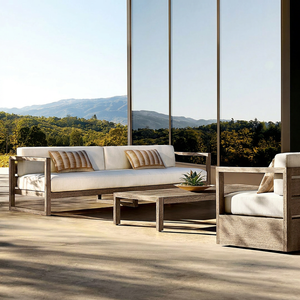 Sofá Seccional de Madera de Teca Sólida de Grado A, de Lujo Moderno, Estilo Minimalista de Mediados de Siglo, para Jardín, Villa, Resort, Hotel - Product Image 1
