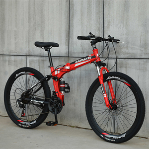 Bicicleta plegable de acero con alto contenido de carbono de 26 pulgadas, bicicleta de montaña con freno de disco doble variable de 21 velocidades para hombre - Product Image 4