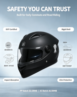 Casque de moto avec visière, casque intégral, coque en ABS, visière anti-buée avec système Pin Lock