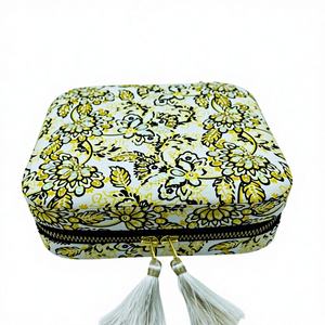 Customized Luxury Wood Velvet Fabric Jewelry Organizer Hand Beaded Embroidered <b>Ring</b> <b>Storage</b> with Customized Color Size & Logo - Product Image 1