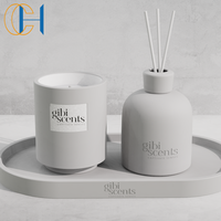 C & H Pot à bougie en céramique noir mat Huile essentielle Pot à diffuseur de roseaux en céramique porcelaine Ensemble cadeau