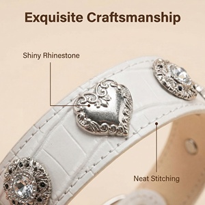 Collar de Perro con Cadena en P de Piel Sintética Suave - Elegantes Accesorios Blancos para Mascotas para Bodas, para Bichón, Westie, <span class=keywords><strong>Schnauzer</strong></span>, Venta al por Mayor - Product Image 6