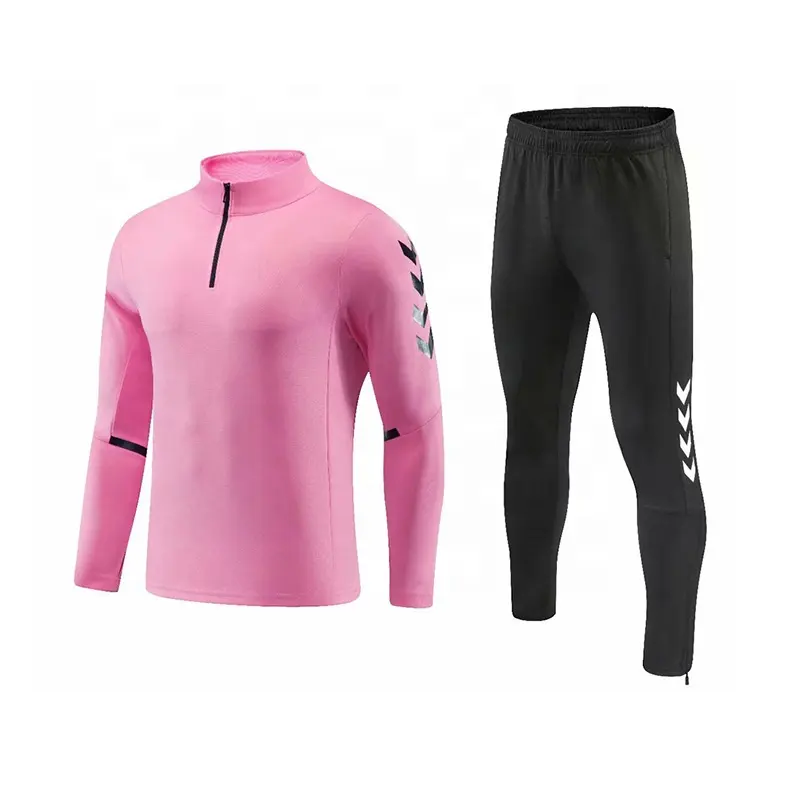2023 New half-zipper long-sleeved football training suit casual sportswear set printed football uniform for wholesale