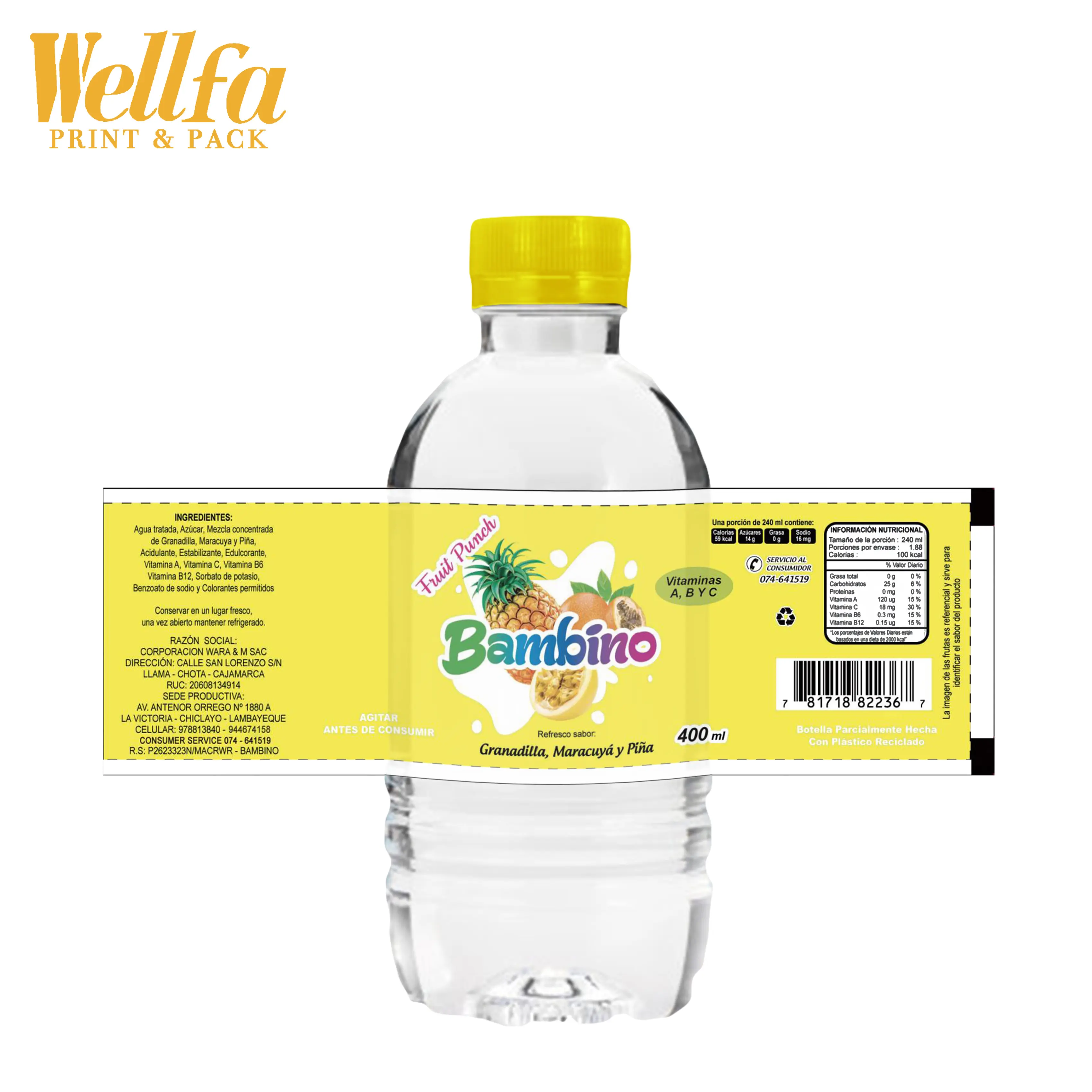 Customized Colorful Beverage Product Sticker Labels Adhesive Drinking Bottle Sticker Printing Water Bottle Plastic Label