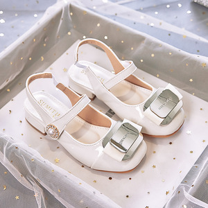 Zapatos de tacón alto para niñas brillantes, zapatos de princesa con lazo plateado para escenario de cumpleaños - Product Image 2