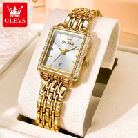 Montre à quartz OLEVS 9995 de haute qualité pour femme, bracelet en acier transparent, rectangulaire, avec diamants, en stock, montre élégante pour les affaires, fabrication d'usine