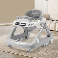 Roues silencieuses lisses en plastique Musique légère One-Touch Fold Seat Height Control Baby Poussette Walker Car Sit-to-Stand Learning Kids
