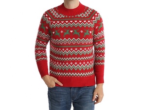 Tùy Chỉnh OEM Santa Vui Kỳ Nghỉ Đảng Dệt Kim Áo Thun Jumper Vài Dệt Kim Xmas Chải Hươu Unisex Xấu Xí Giáng Sinh Áo Len - Product Image 2