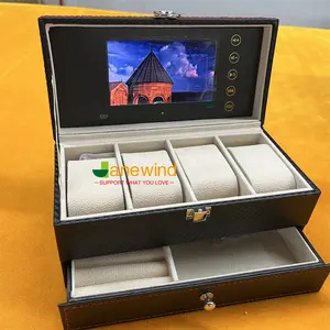 लक्जरी शादी के गहने वीडियो बॉक्स निर्माता पैकेजिंग एलसीडी वीडियो के साथ उपहार बॉक्स 5 इंच इतालवी लकड़ी घड़ी बक्से MP4 वीडियो प्लेयर