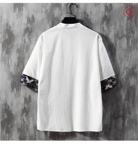 Camiseta de Lino de Manga Corta para Hombre, Tallas <span class=keywords><strong>M</strong></span>-5XL, Bordado, Estilo Holgado, Ropa de Verano, Estilo Chino, Ropa Urbana para Hombre - Product Image 6