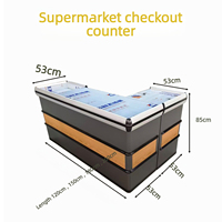 Comptoir de caisse en acier inoxydable en forme de L Fujiahe CC-T, hauteur 85 cm, pour magasin de proximité et commerce de détail