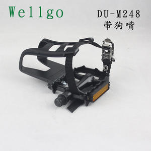 Pédales Wellgo M248 noires en alliage d'aluminium avec roulements à billes, pour vélo de route à pignon fixe, antidérapantes avec sangles de maintien pour les pieds - Product Image 2