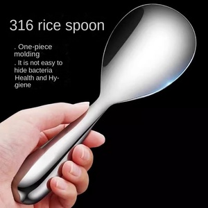 Large Stainless Steel Rice Spoon With Long Handle Classic Design Luxury Light Style for Rice Dishes & <b>Kitchen</b> Use for <b>Camping</b> - Product Image 1