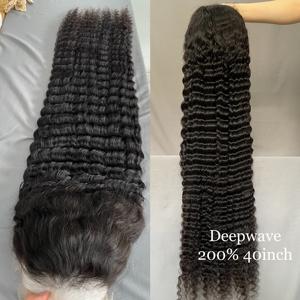 Perruque en cheveux humains vierges bouclés birmans de 40 pouces de long, haute densité, pour dentelle HD couleur - Product Image 5