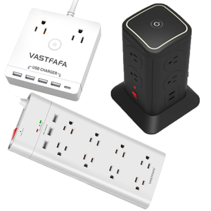 Multiprise intelligente 15A 125V avec protection contre les surtensions, 6 à 8 prises RJ45 Ethernet LAN, protection TV et ports USB, prise plate USA - Product Image 1