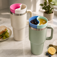 Séparateur de tasse en silicone à double compartiment pour deux boissons, qualité alimentaire, réutilisable, anti-fuite