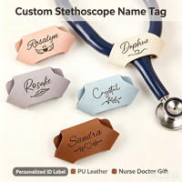 Étiquette nominative personnalisée en cuir PU pour stéthoscope, gravure personnalisée, étiquette d'identification pour stéthoscope, étiquette nominative pour infirmière, médecin, cadeau