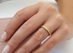 Elegante Anello Unisex con Motivo Greco in Oro Massiccio 9K, 14K &amp;   Fede in Oro 18K con Motivo Meandrico 3mm, Regalo Unico - Product Image 3
