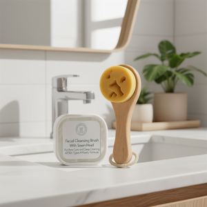 Brosse nettoyante pour le visage avec tête en éponge pour le soin des pores et le nettoyage en profondeur de tous les types de peau, formule K Beauty - Product Image 3