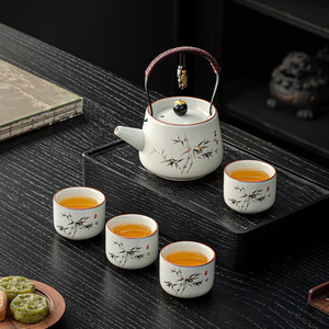 Service à thé Ru-ware personnalisable avec théière à poignée supérieure et tasses, design anti-brûlure, idéal comme cadeau - Product Image 4