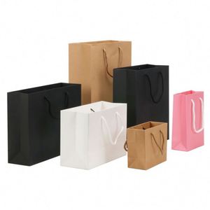 Sac cadeau en papier blanc imprimé avec logo personnalisé, avec poignée, 24 cm x 10 cm x 17 cm, pack promotionnel - Product Image 1