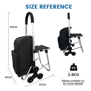 आउटडोर गतिविधियों के लिए सीट के साथ 6 पहियों की खरीदारी करने वाली ट्रॉली बैकपैक के साथ 6 पहियों की शॉपिंग कार्ट - Product Image 6