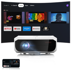 Proyector Inteligente Google con <span class=keywords><strong>Precio</strong></span> de Fábrica, 1900ANSI, Compatible con 4K, Enfoque Automático TOF, Altavoces Dobles de 40W, Lente Eléctrica - Product Image 1
