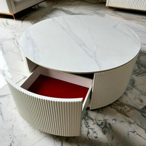 Table basse moderne en bois massif brun et noir avec plateau en pierre frittée, rangement intégré, meuble de salon, style simple et artistique <span class=keywords><strong>KIKA</strong></span> K50 # - Product Image 3