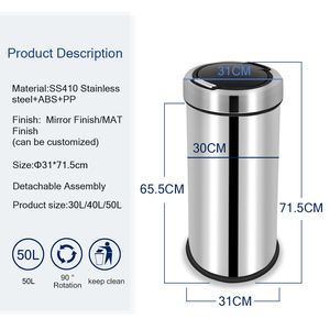 Stainless Steel 50L One Touch Dust Bin <strong>Dual</strong> Trash <strong>Can</strong> <strong>Garbage</strong> <strong>Can</strong> Baby Diaper Trash Bin for <strong>Kitchen</strong> - Product Image 2