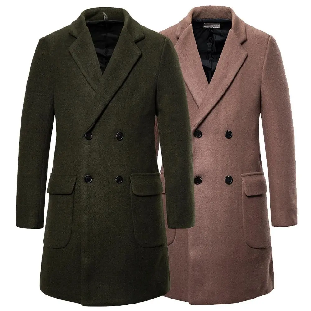 Custom High Quality Long Coats Winter Jackets Double Breasted Wool Men Coat