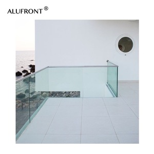 Rampe d'escalier moderne en acier inoxydable pour balcon, garde-corps en verre noir, système de balustrades en verre aluminium pour villa - Product Image 2